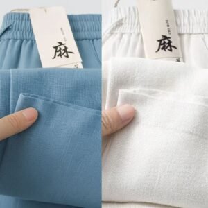 Rami Cotton Trouser (Sky+White)  2Pcs